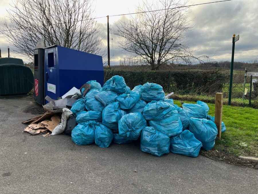 Photo of a pile of rubbish collected at a litter pick